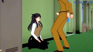 Rin Tohsaka and Shirou Emiya have deep sex in an unpopular school hallway. - Fate/stay night Hentai