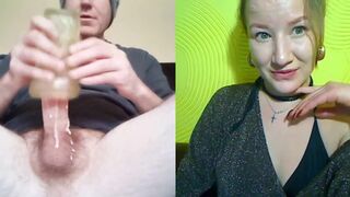 Hot Skype girl recording and watching me fucking my toy pussy part 1