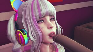 Gamer girl licks your cock with her tongue