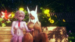 My Hero Academia Hentai - Mina Ashido Handjob and Fucked with creampie in a Park by Usagiyama Futanari - Manga Anime Asian Japanese Lesbian Futa Game Porn