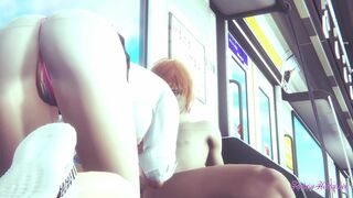 My Hero Academia Hentai - Uraraka blowjob and threesome with momo on the train - Anime Manga Asian Japanese Game Porn