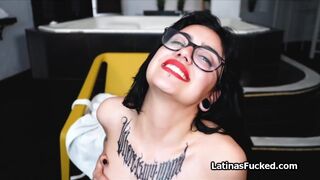 Inked latina slut sits on cock for wild ride