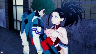 Momo Yaoyorozu and Izuku Midoriya have deep sex in a back alley. - My Hero Academia Hentai