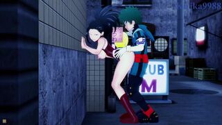 Momo Yaoyorozu and Izuku Midoriya have deep sex in a back alley. - My Hero Academia Hentai