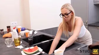 Stuck 4K - Nerdy Blonde Cutie From Czech Has Sex With One Of Her Friends