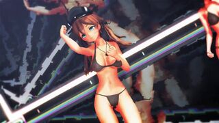 【MMD】I love Kiss me with Kashima and Prinz in swimsuits【R-18】