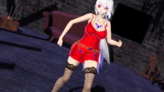 【MMD】Haku - Pink Cat (dress)【R-18】