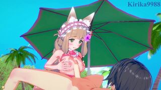 Maho and Yuuki have deep sex on the beach. - Princess Connect! Re:Dive Hentai