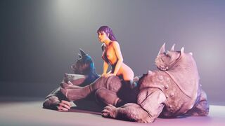 Furry with huge horse dildos | double anal Furry monsters