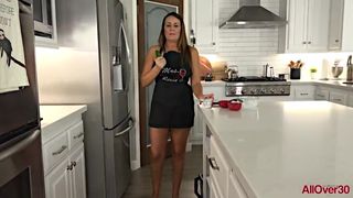 40 Year old MILF Housewife Elexis Monroe Hairy Pussy in the Kitchen