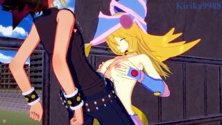Dark Magician Girl and Yugi Mutou have a deep sex on a deserted bridge. - Yu-Gi-Oh! DM Hentai