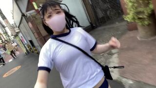 【Ｉカップ変態女子大生とうふ】ノーブラランニング新大久保で体操着ブルマで最後は男子学生に囲まれて・・・