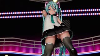 Miku Poledance With Futanari Dark Miku -Selcest MMD