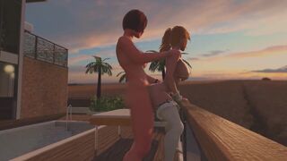 Redhead Shemale fucks Blonde Tranny - Anal Sex, 3D Futanari Cartoon Porno On the Sunset