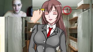 i measured her breasts and cum with big load on her face / hentai game