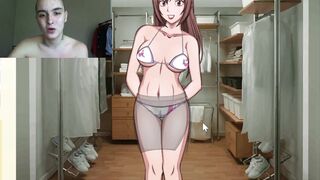 i measured her breasts and cum with big load on her face / hentai game