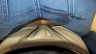 Pissing jeans on his lap in bed (golden puddle in my pants)