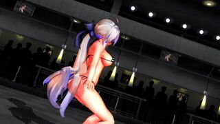 【MMD】Waist pretend dance with whip whip Haku in micro bikini【R-18】