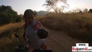 Sexy amateur Thai teen fucked on a bike