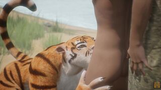 Wild Life / Tiger Furry Girl catch its prey