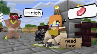 Poor Alex Stucked and helped by Rich Herobrine Minecraft game Reaction