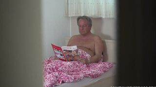 Beautiful horny niece watches grandpa read his porno