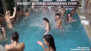 Biggest reverse gangbang ever!!!!