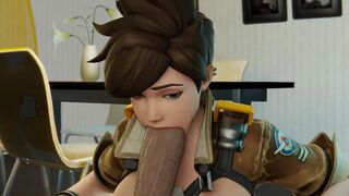 Tracer Lena Oxton Can't Suck So Big Dick but She is try. GCRaw. Overwatch
