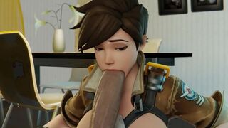 Tracer Lena Oxton Can't Suck So Big Dick but She is try. GCRaw. Overwatch