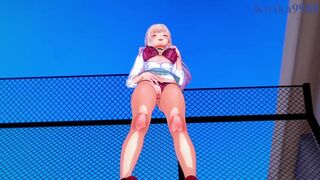 Marin Kitagawa masturbates on an empty rooftop. - My Dress-Up Darling Hentai