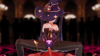 want to be squeezed by Mona's ass - Genshin Impact Mona Cowgirl Ride Creampie POV - MMD