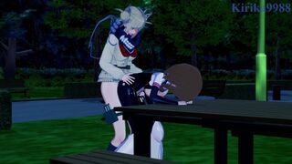 Ochako Uraraka and Himiko Toga have futanari sex in a park at night. - My Hero Academia Hentai