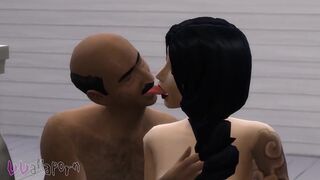 Young woman fucked by a dirty homeless old fart while I'm filming it... Hentai 3D "Sims 4"