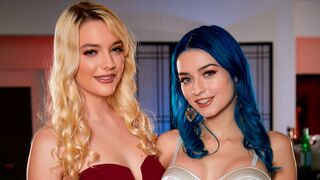 Kenna James and Jewelz Blu give the waiter a hot threesome in an empty restaurant