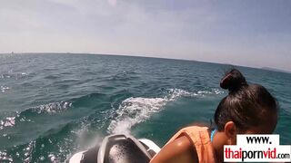 Thai teen giving blowjob on a jet ski