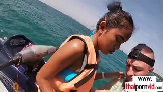 Thai teen giving blowjob on a jet ski