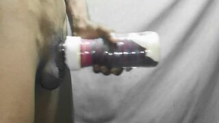 Vibrating DIY Homemade Fleshlight Tutorial - Guy Moaning Loud While Cum