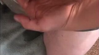 Teen boy dildo play, pee desperately, and cum close up