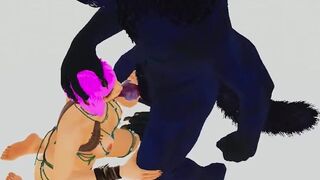 Blowjob for furry werewolf with finals in mouth | Big Cock Monster | 3D Porn Wild Life