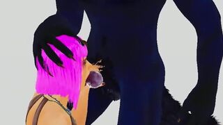 Blowjob for furry werewolf with finals in mouth | Big Cock Monster | 3D Porn Wild Life