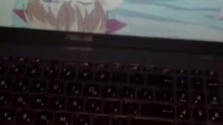 Jerking off hard on a cool hentai anime