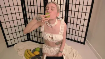 ASMR Cute Girl Eating Huge Banana - Mia Delphy