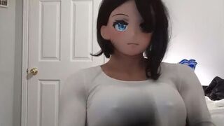 Betty & Miki End! Anime masked girl and your waifu plays with her rubber body! Shy kigurumi pussy!