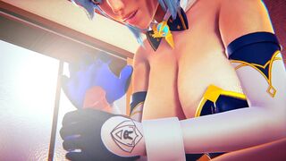 DEEP THROAT BLOWJOB BY Eula FROM Genshin impact | 3D Animation
