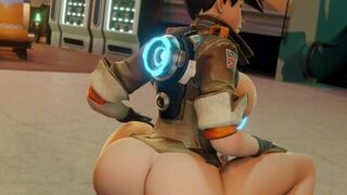 Tracer Bouncing on Big Cock before the game starts. GCRaw. Overwatch