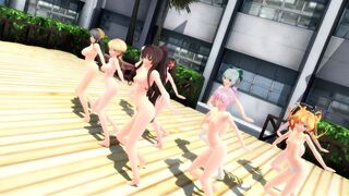 【MMD】Girls in the courtyard【R-18】