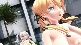 【MMD】Girls In The Courtyard【R-18】