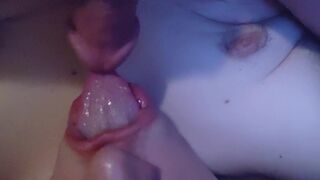Yoga stretching and cum on my mouth and tongue autofellatio