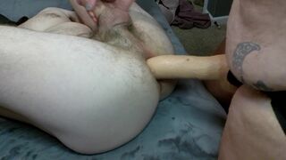 Anal fisting and pegging with huge dildo