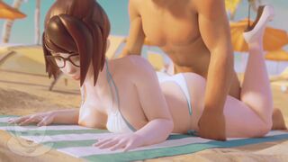 Check out Mei From Overwatch wearing a sexy bikini with nipple slip ( Overwatch Parody )